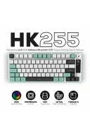 HK255 Membrane LCD RGB Kablosuz/Bluetooth Gri Yeşil %75 Türkçe Gaming Oyuncu Klavye