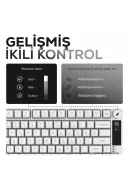 HK255 Membrane LCD RGB Kablosuz/Bluetooth Beyaz %75 Türkçe Gaming Oyuncu Klavye