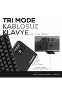 HK255 Membrane LCD RGB Kablosuz/Bluetooth Siyah %75 Türkçe Gaming Oyuncu Klavye