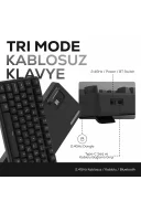HK258 Membrane LCD RGB Kablosuz/Bluetooth Siyah Full Türkçe Gaming Oyuncu Klavye