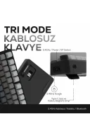 HK255 Membrane LCD RGB Kablosuz/Bluetooth Siyah Gradyan %75 Türkçe Gaming Klavye