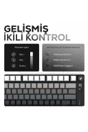 HK255 Membrane LCD RGB Kablosuz/Bluetooth Siyah Gradyan %75 Türkçe Gaming Klavye