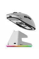 HM420 4K Hz 26000 DPI Tri-Mode Kablosuz/Bluetooth Şarj Standlı Beyaz Gaming Oyuncu Mouse