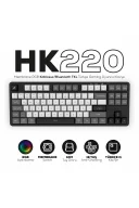 HK220 Membrane RGB Kablosuz/Bluetooth Siyah Beyaz TKL Türkçe Gaming Oyuncu Klavye