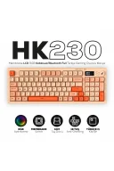 HK230 Membrane LCD RGB Kablosuz/Bluetooth Pembe Turuncu Full Türkçe Gaming Oyuncu Klavye
