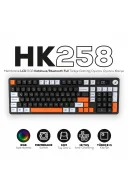 HK258 Membrane LCD RGB Kablosuz/Bluetooth Siyah Turuncu Full Türkçe Gaming Oyuncu Oyuncu Klavye