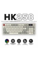 HK258 Membrane LCD RGB Kablosuz/Bluetooth Kırmızı Haki Full Türkçe Gaming Oyuncu Klavye