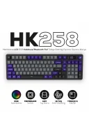 HK258 Membrane LCD RGB Kablosuz/Bluetooth Gri Mor Full Türkçe Gaming Oyuncu Klavye