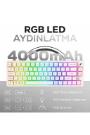 HK251 Membrane RGB Kablosuz/Bluetooth Beyaz %65 Türkçe Gaming Oyuncu Klavye