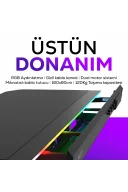 ION X Çift Motorlu Yükseklik Ayarlı RGB 160x80 Siyah Renk Çalışma ve Oyuncu Masası