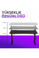 ION X Çift Motorlu Yükseklik Ayarlı RGB 160x80 Siyah Renk Çalışma ve Oyuncu Masası