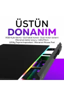 ION S Çift Motorlu Yükseklik Ayarlı RGB 140x70 Siyah Renk Çalışma ve Oyuncu Masası