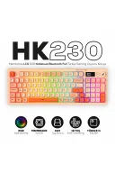 HK230 Membrane LCD RGB Kablosuz/Bluetooth Pembe Turuncu Full Türkçe Gaming Oyuncu Klavye