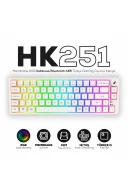 HK251 Membrane RGB Kablosuz/Bluetooth Beyaz %65 Türkçe Gaming Oyuncu Klavye