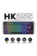 HK255 Membrane LCD RGB Kablosuz/Bluetooth Gri Mor %75 Türkçe Gaming Oyuncu Klavye