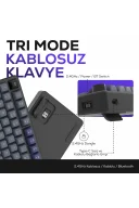 HK255 Membrane LCD RGB Kablosuz/Bluetooth Gri Mor %75 Türkçe Gaming Oyuncu Klavye
