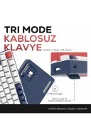 HK255 Membrane LCD RGB Kablosuz/Bluetooth Mavi Kırmızı %75 Türkçe Gaming Oyuncu Klavye