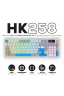 HK258 Membrane LCD RGB Kablosuz/Bluetooth Beyaz Mavi Full Türkçe Gaming Oyuncu Klavye