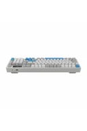 HK258 Membrane LCD RGB Kablosuz/Bluetooth Beyaz Mavi Full Türkçe Gaming Oyuncu Klavye