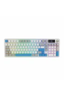 HK258 Membrane LCD RGB Kablosuz/Bluetooth Beyaz Mavi Full Türkçe Gaming Oyuncu Klavye