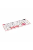 HK258 Membrane LCD RGB Kablosuz/Bluetooth Beyaz Pembe Full Türkçe Gaming Oyuncu Klavye