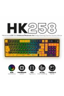 HK258 Membrane LCD RGB Kablosuz/Bluetooth Cyber Sarı Siyah Full Türkçe Gaming Oyuncu Klavye