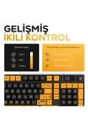 HK258 Membrane LCD RGB Kablosuz/Bluetooth Cyber Sarı Siyah Full Türkçe Gaming Oyuncu Klavye