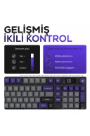 HK258 Membrane LCD RGB Kablosuz/Bluetooth Gri Mor Full Türkçe Gaming Oyuncu Klavye