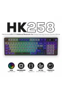 HK258 Membrane LCD RGB Kablosuz/Bluetooth Gri Mor Full Türkçe Gaming Oyuncu Klavye