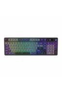 HK258 Membrane LCD RGB Kablosuz/Bluetooth Gri Mor Full Türkçe Gaming Oyuncu Klavye