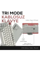 HK258 Membrane LCD RGB Kablosuz/Bluetooth Kırmızı Haki Full Türkçe Gaming Oyuncu Klavye