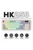 HK258 Membrane LCD RGB Kablosuz/Bluetooth Kırmızı Haki Full Türkçe Gaming Oyuncu Klavye