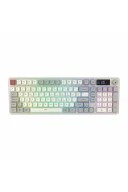 HK258 Membrane LCD RGB Kablosuz/Bluetooth Kırmızı Haki Full Türkçe Gaming Oyuncu Klavye