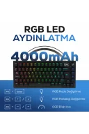HK520 Mekanik Prelubed Switch RGB Tri-Mode Kablosuz/Bluetooth %75 Full Türkçe Gaming Klavye