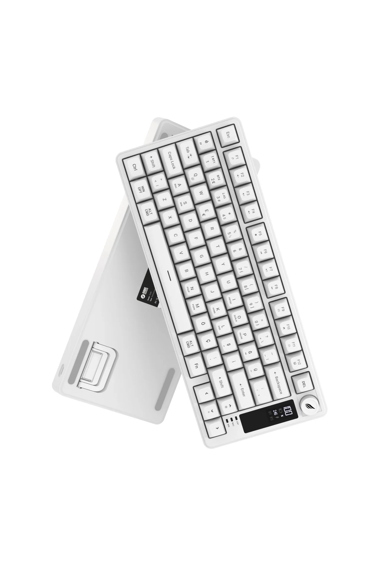 HK255 Membrane LCD RGB Kablosuz/Bluetooth Beyaz %75 Türkçe Gaming Oyuncu Klavye