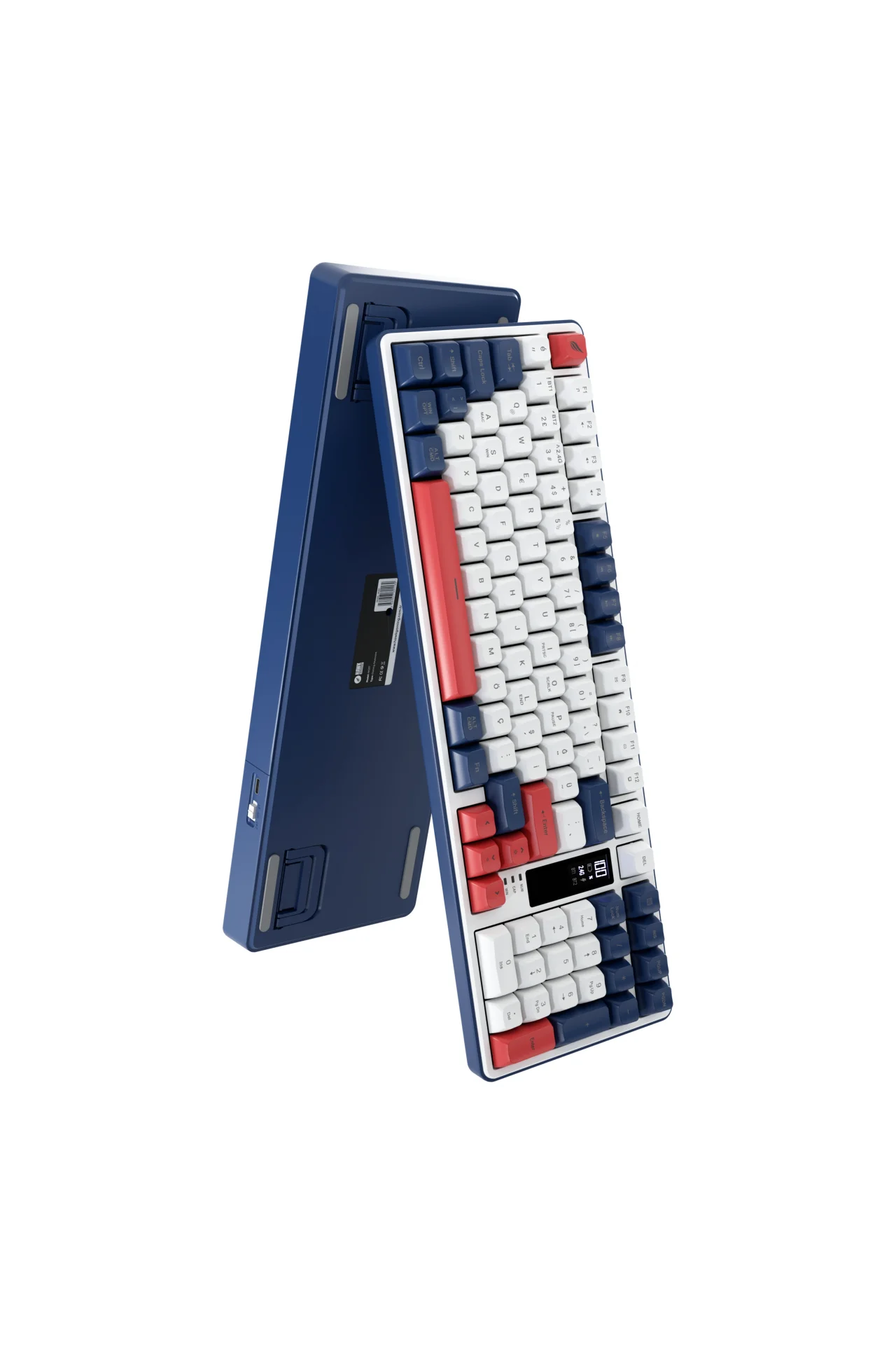 HK257 Membrane LCD RGB Kablosuz/Bluetooth Kırmızı Mavi Full Türkçe Gaming Klavye