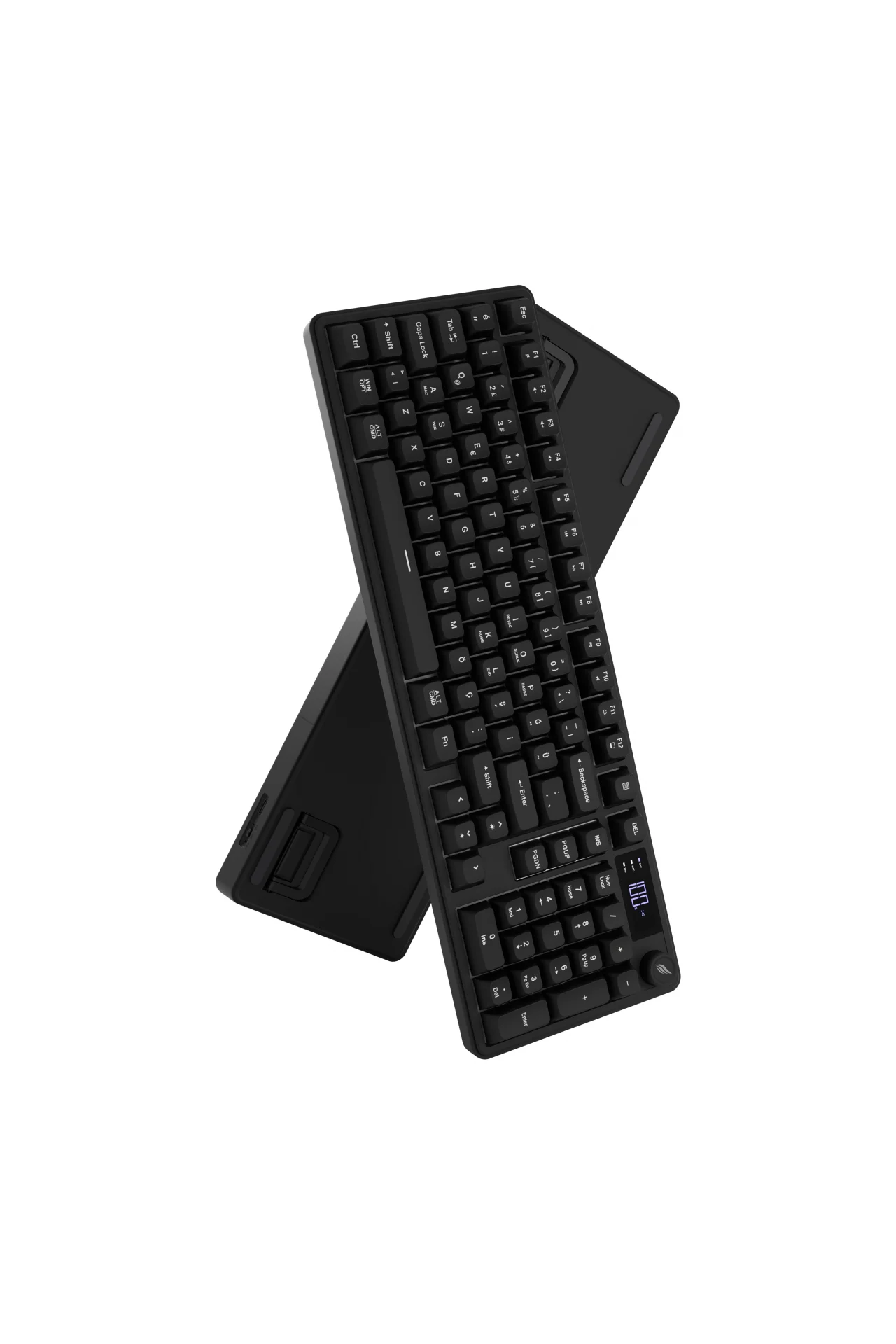 HK258 Membrane LCD RGB Kablosuz/Bluetooth Siyah Full Türkçe Gaming Oyuncu Klavye