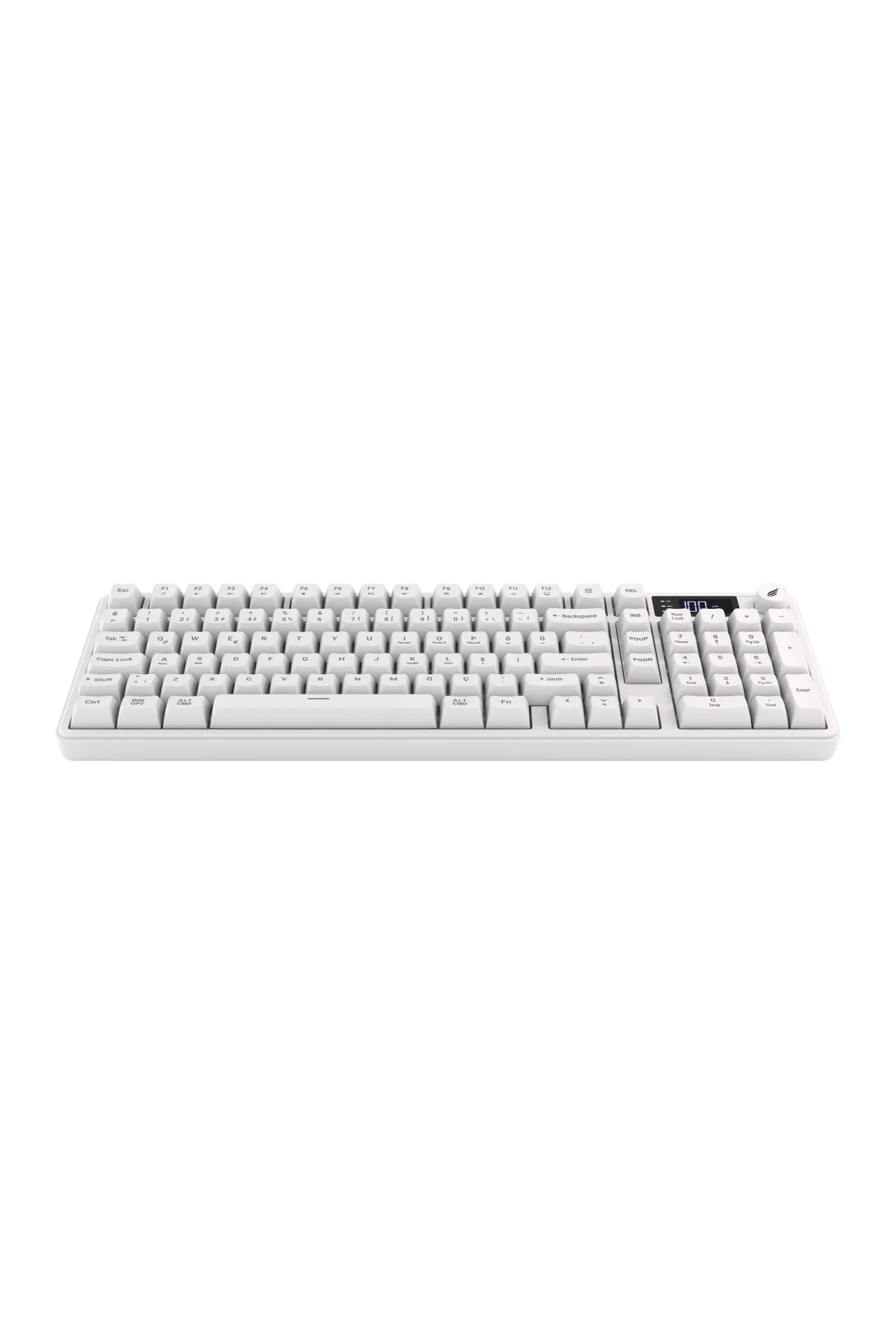 HK258 Membrane LCD RGB Kablosuz/Bluetooth Beyaz Full Türkçe Gaming Oyuncu Klavye