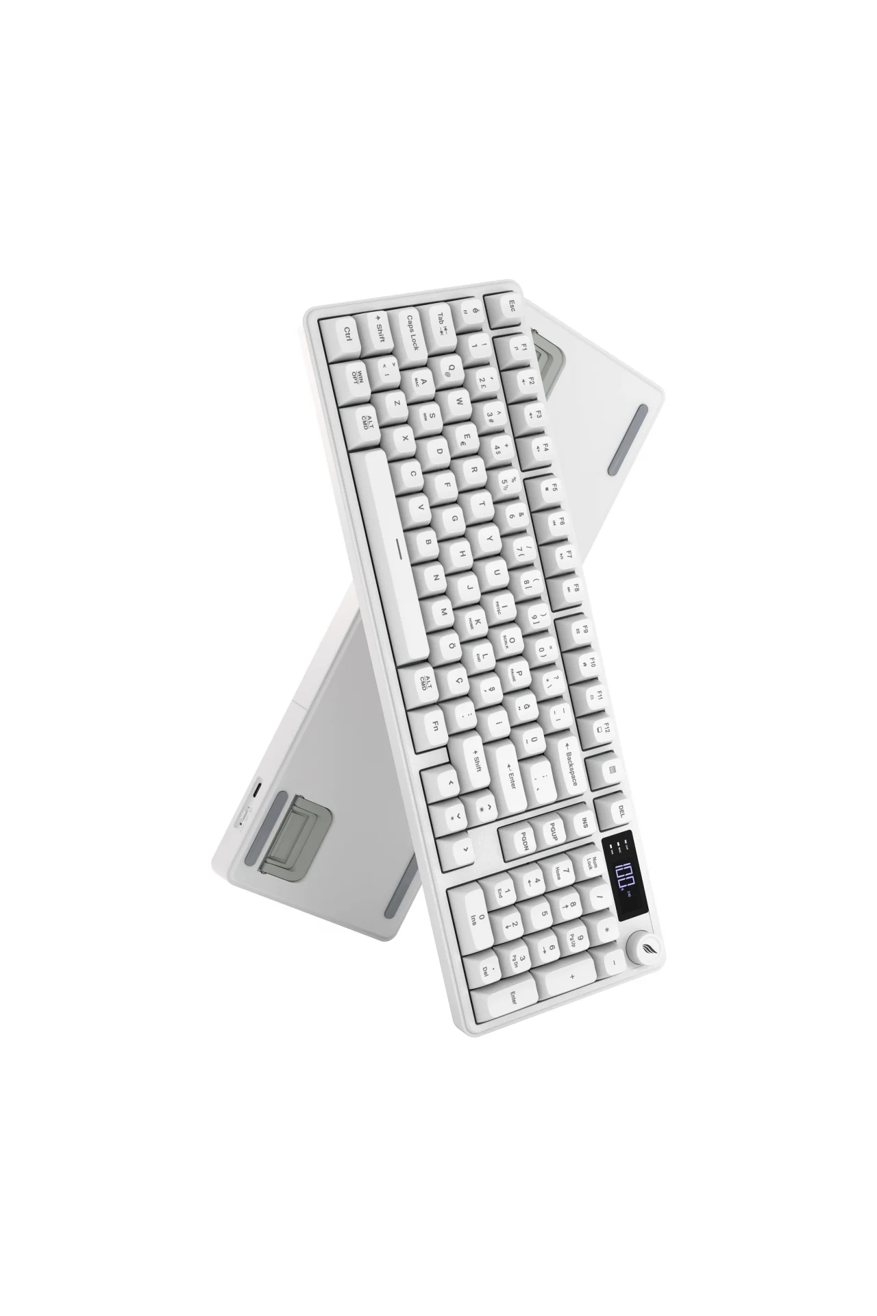 HK258 Membrane LCD RGB Kablosuz/Bluetooth Beyaz Full Türkçe Gaming Oyuncu Klavye