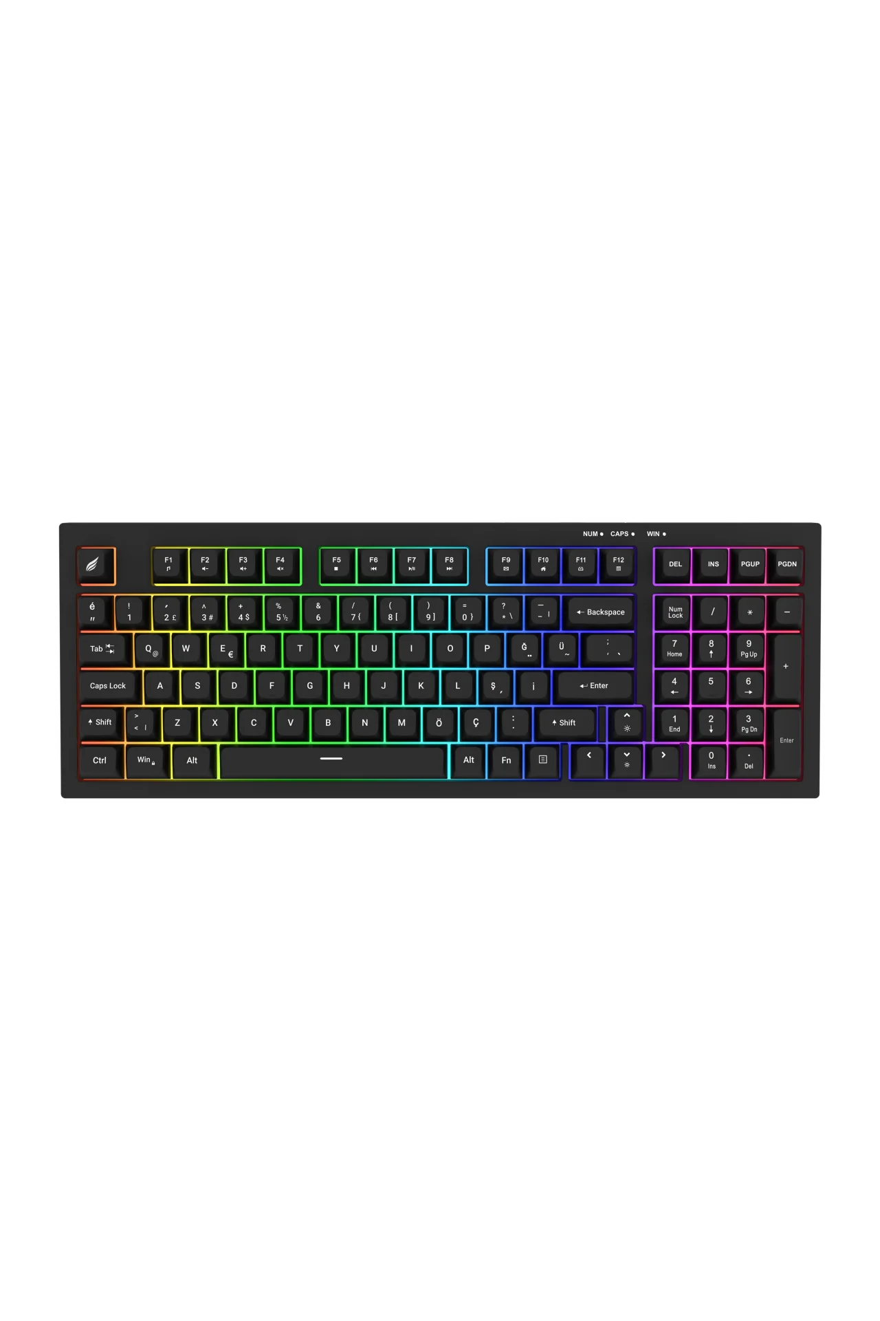 HK210 Membrane Rainbow Type C Kablolu Siyah Full Türkçe Gaming Oyuncu Klavye