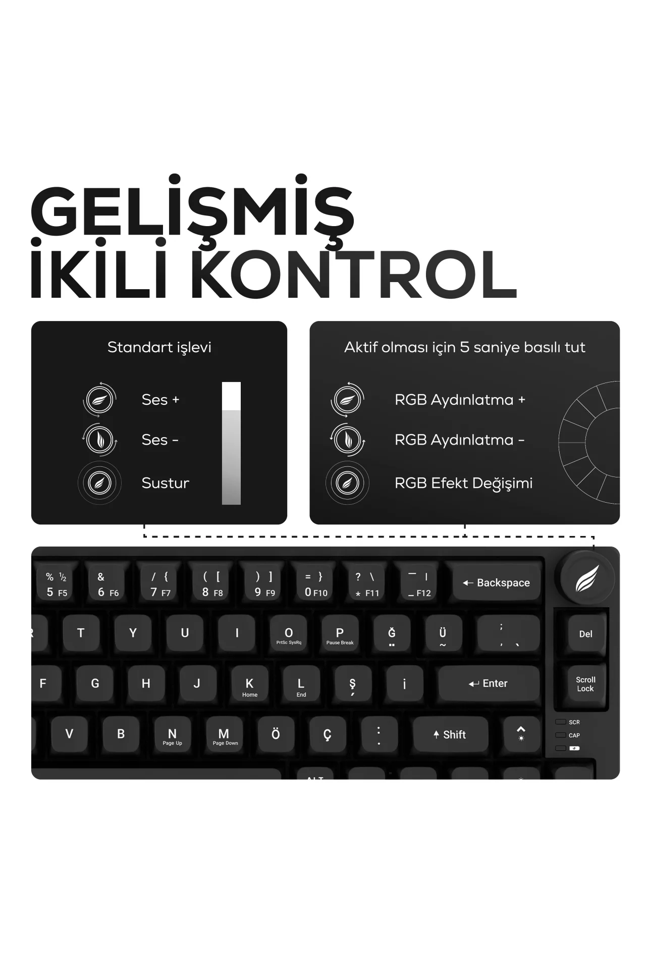 HK251 Membrane RGB Kablosuz/Bluetooth Siyah %65 Türkçe Gaming Oyuncu Klavye