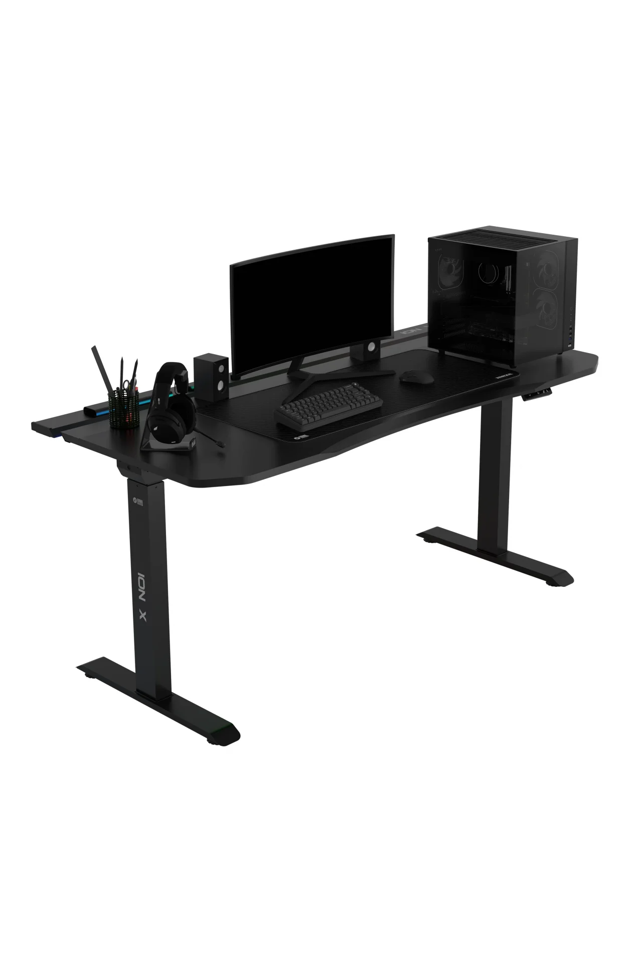 ION X Çift Motorlu Yükseklik Ayarlı RGB 160x80 Siyah Renk Çalışma ve Oyuncu Masası