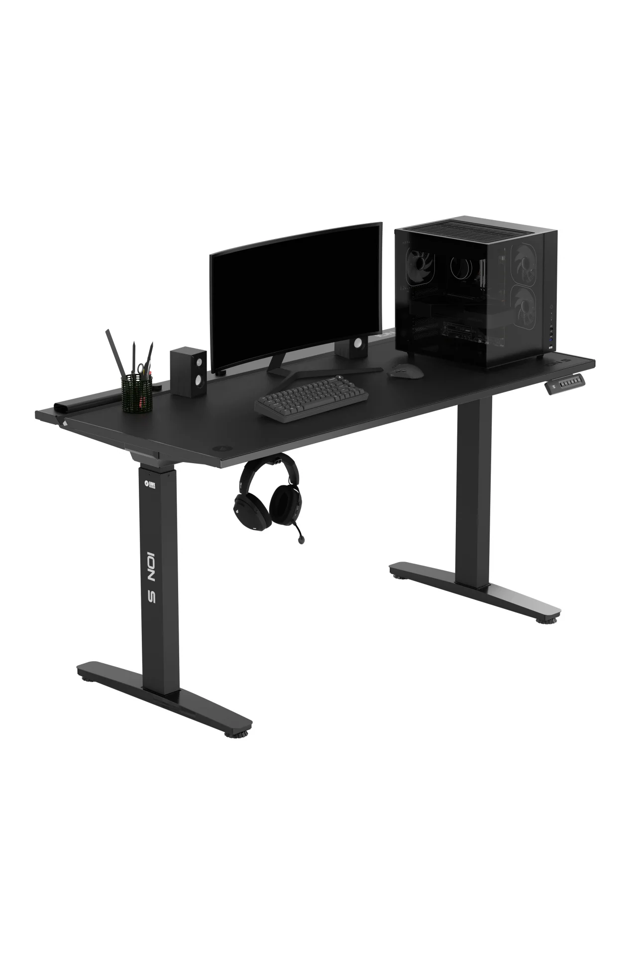 ION S Çift Motorlu Yükseklik Ayarlı RGB 140x70 Siyah Renk Çalışma ve Oyuncu Masası