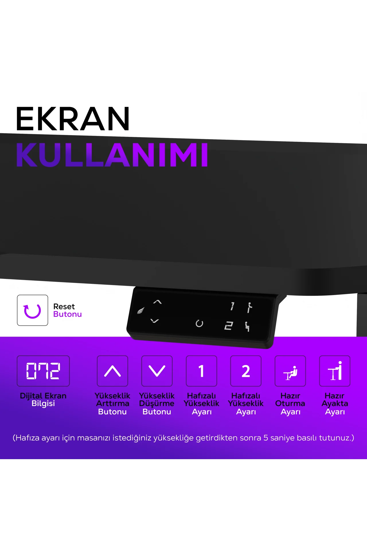 ION X Çift Motorlu Yükseklik Ayarlı RGB 160x80 Siyah Renk Çalışma ve Oyuncu Masası