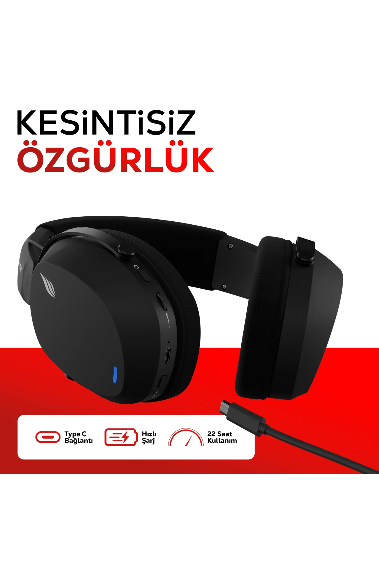 HS420 7.1 Surround Tri-Mode Kablosuz/Bluetooth Siyah Oyuncu Kulaklığı
