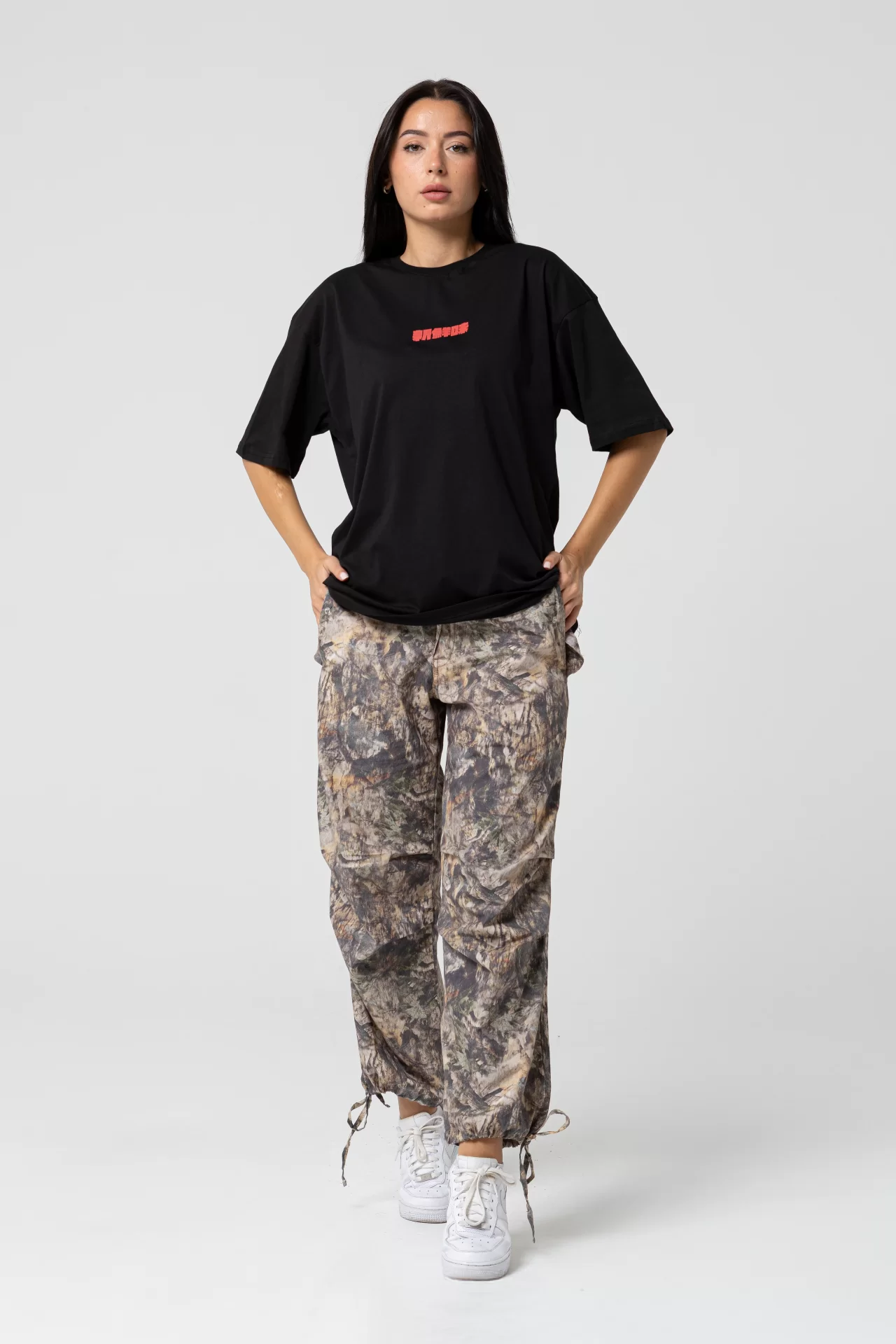 Fish Oversize Siyah T-Shirt