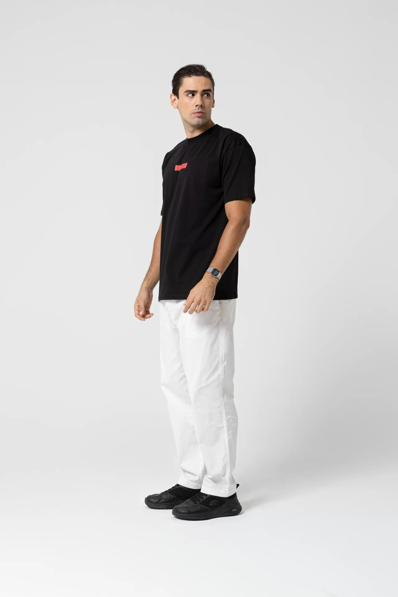 Fish Oversize Siyah T-Shirt