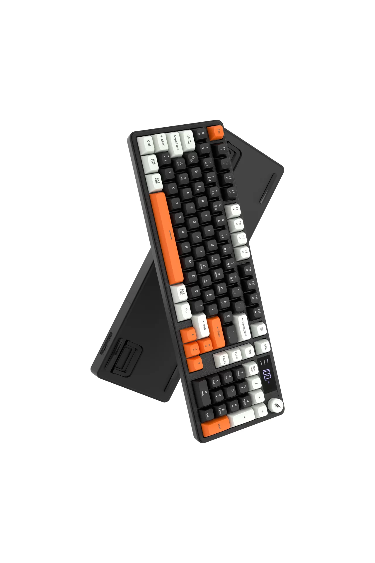 HK258 Membrane LCD RGB Kablosuz/Bluetooth Siyah Turuncu Full Türkçe Gaming Oyuncu Oyuncu Klavye