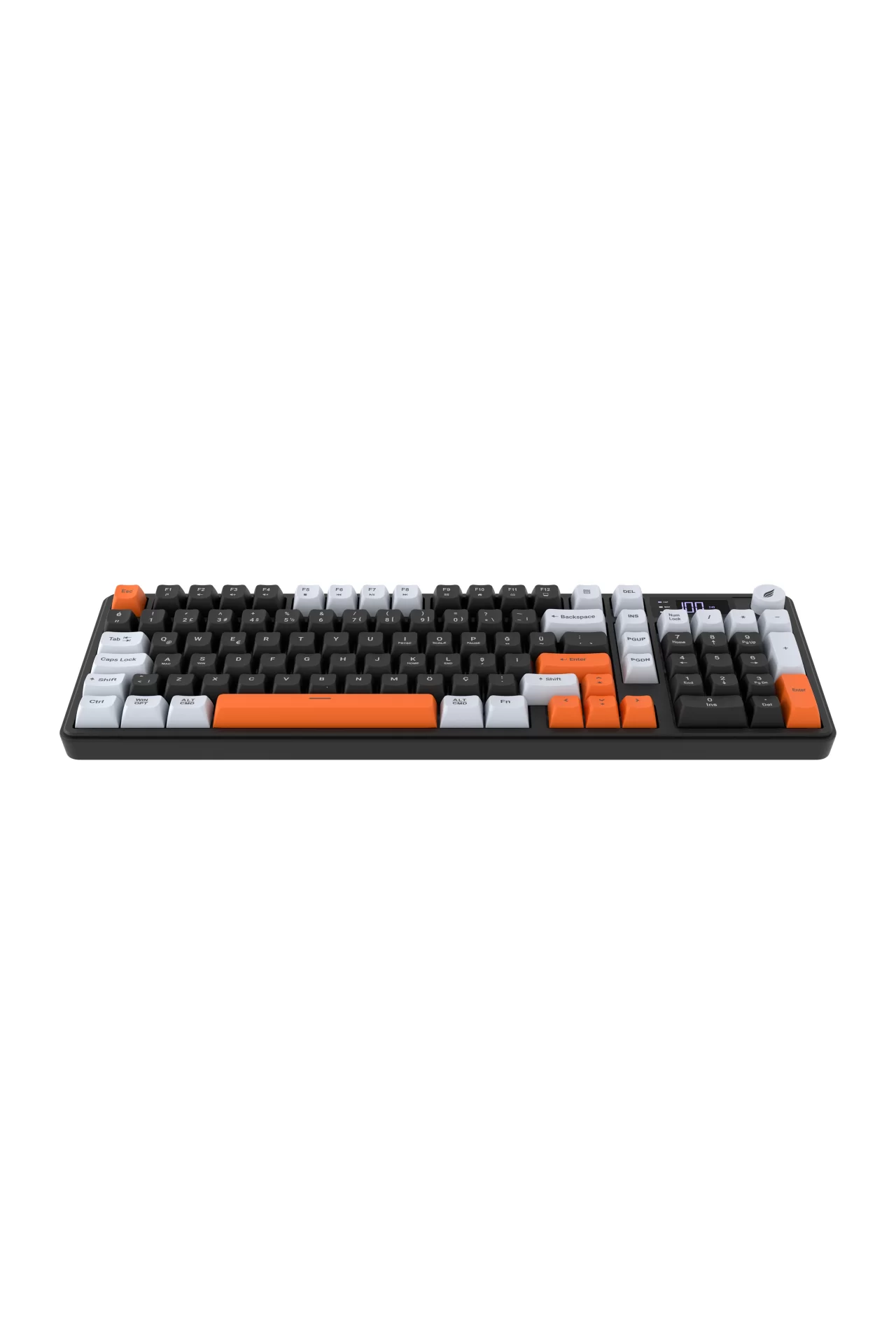 HK258 Membrane LCD RGB Kablosuz/Bluetooth Siyah Turuncu Full Türkçe Gaming Oyuncu Oyuncu Klavye