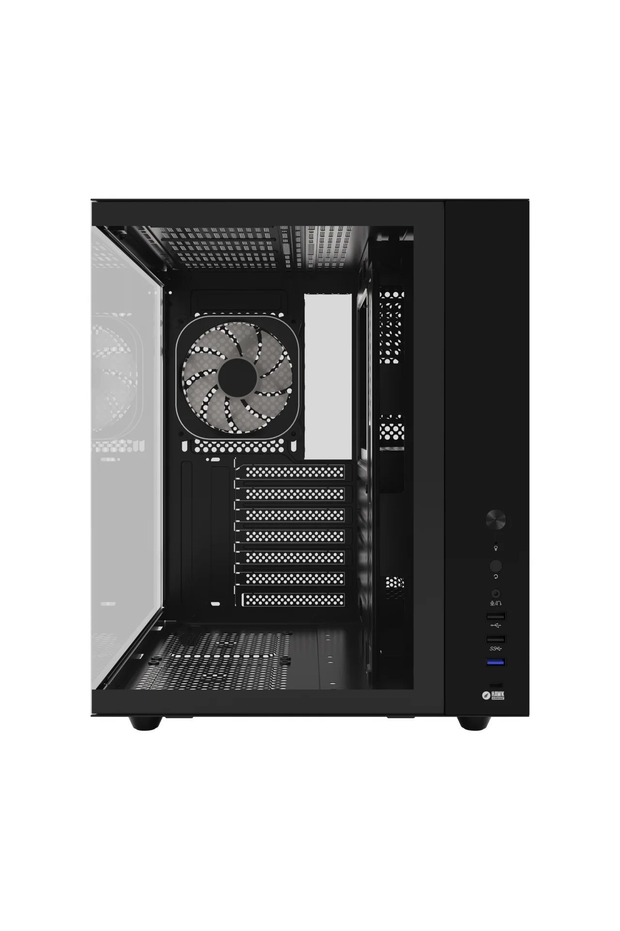HC510 650W 80+ Bronze ARGB Akvaryum ATX Mid Tower Siyah Gaming Kasa